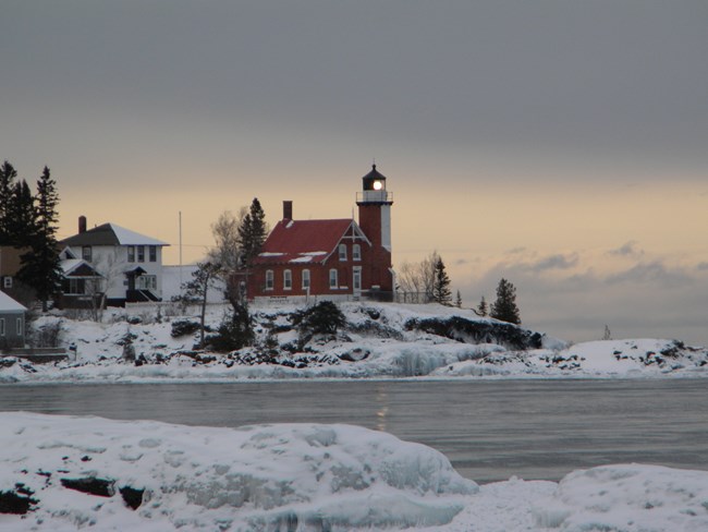 Keweenaw County Historical Society, Eagle Harbor Lighthouse in winter