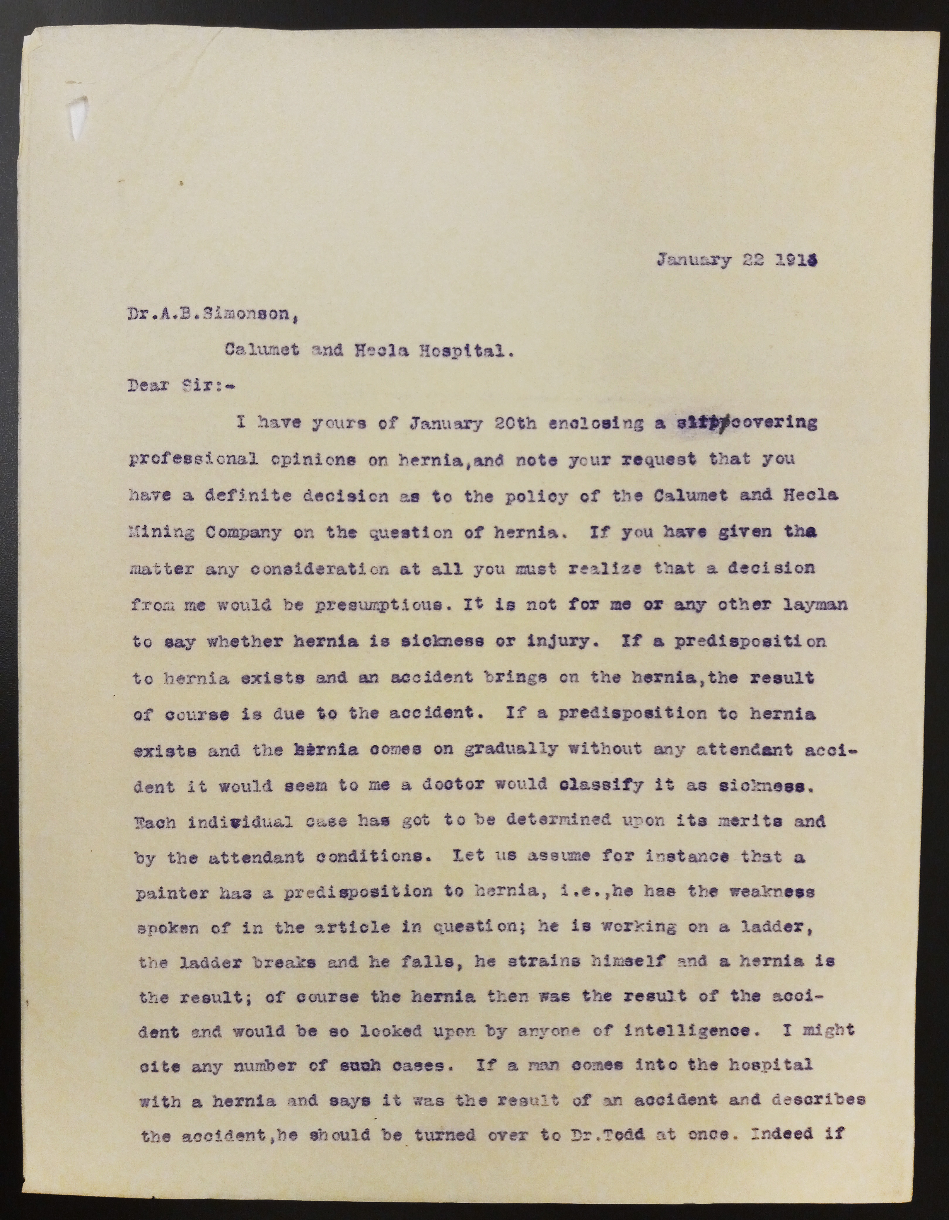 A historic document from the MTU Archives.