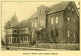 Historic photo: Sisters' home and grade school from 1918 Sacred Heart Catholic Church Golden Jubilee.