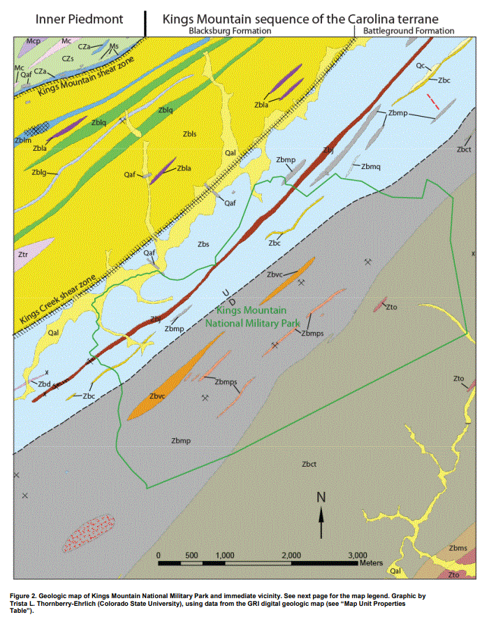 A map of the sequence of the Carolina terrane.