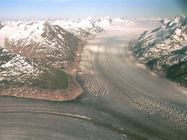 Photograph of two glaciers meeting