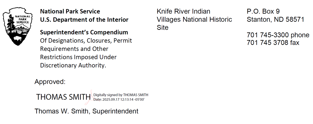 KNRI Compendium header with the signature of superintendent Thomas W. Smith.