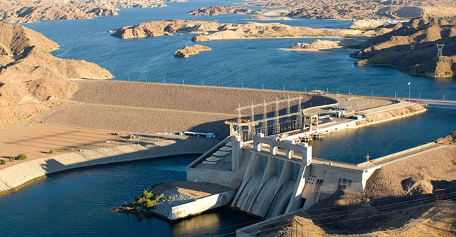 Aerial of Davis Dam and power plant