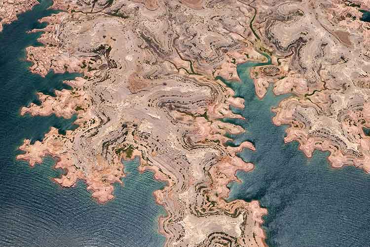 An aerial view of a Lake Mead
