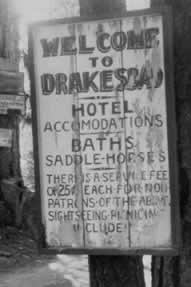historic sign post at Drakesbad lodge