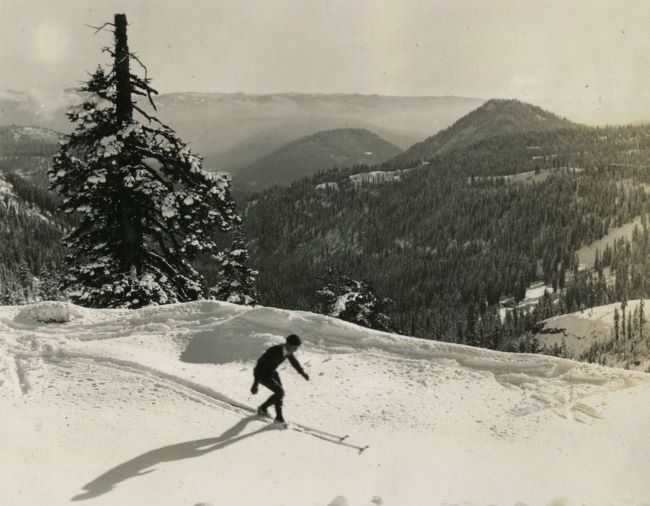 A Skier in Lassen Volcanic Wilderness in the early 1930s