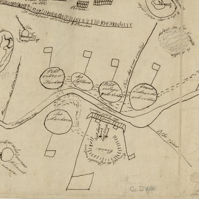 a drawn map on aging paper