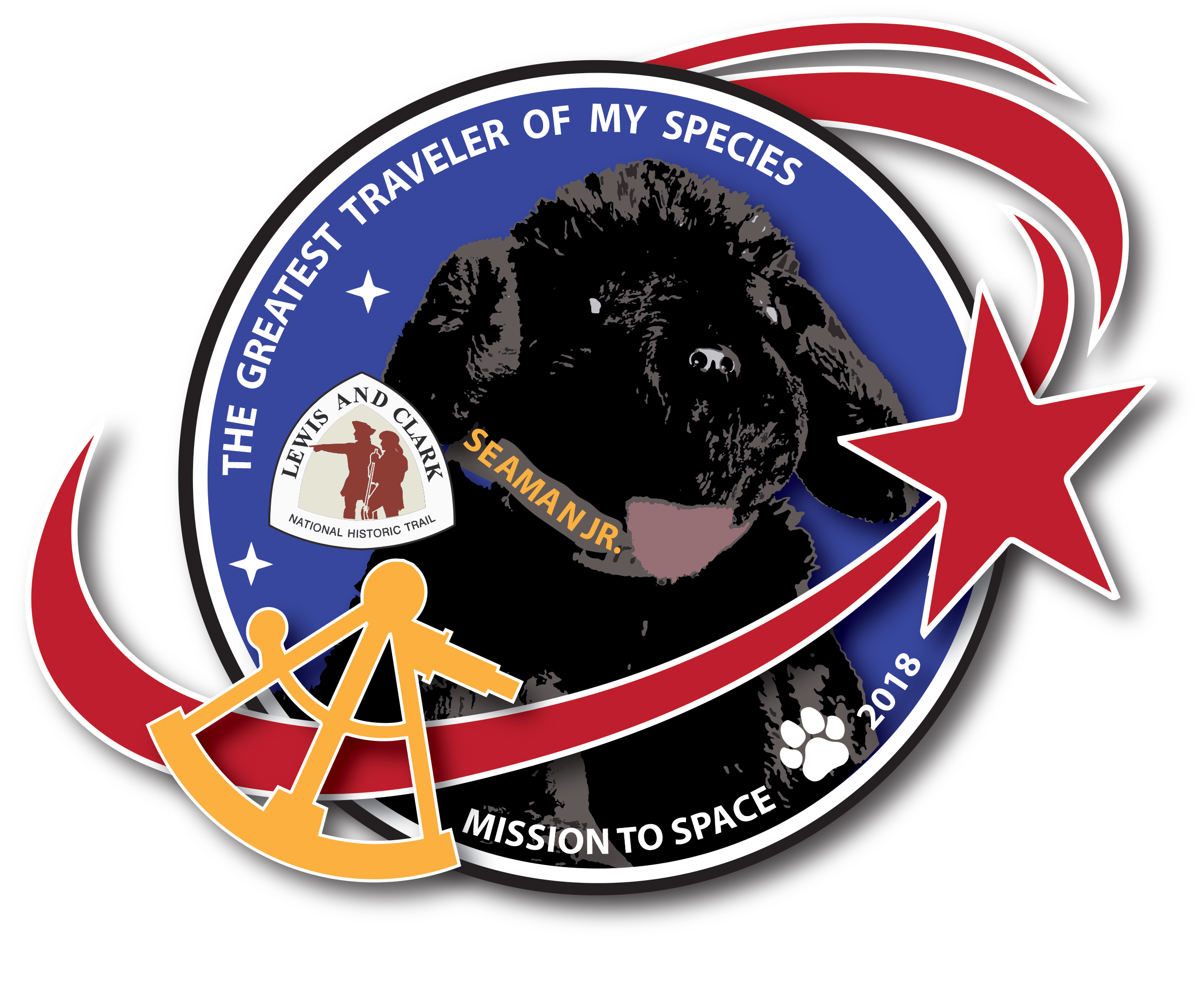 toy dog in logo for space flight