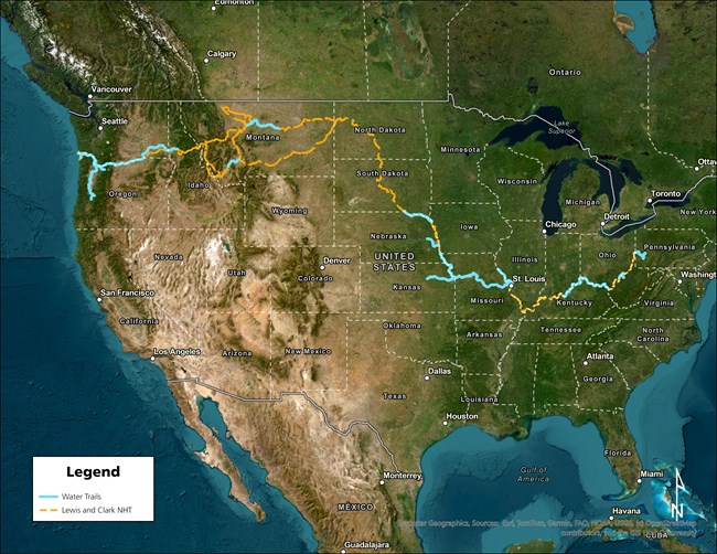 map of the US with colorful lines