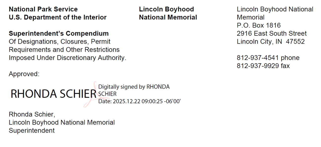 Compendium header signed by Superintendent Rhonda Schier