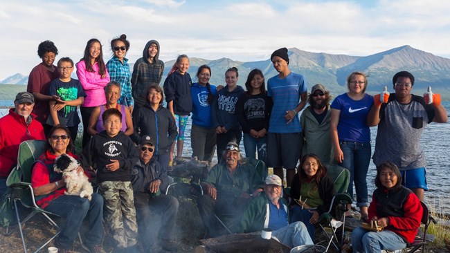 A group photograph of participants of Qu'k Taz'un Culture Camp