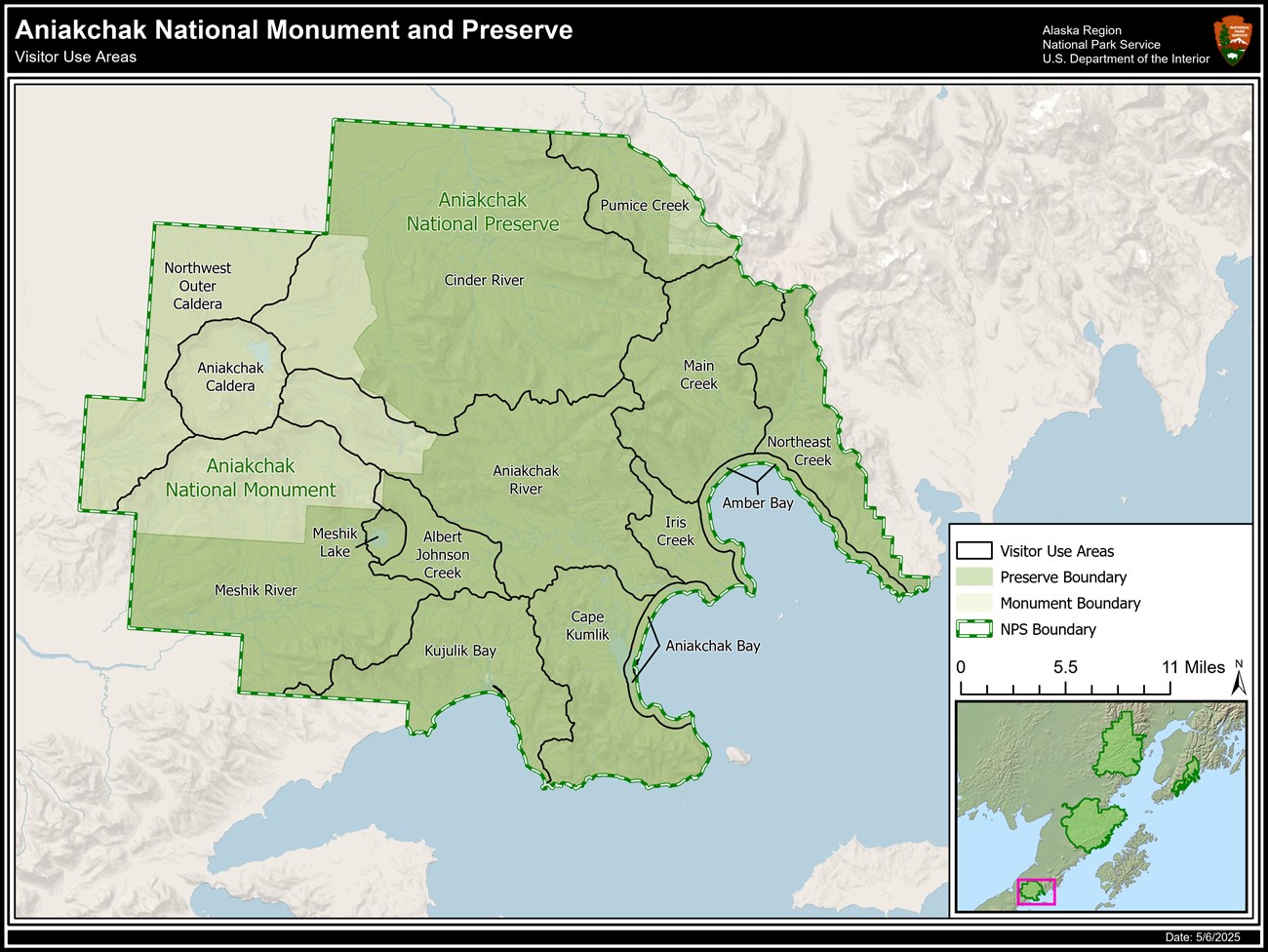 Aniakchak National Monument and Preserve Visitor Use Monitoring Area Map