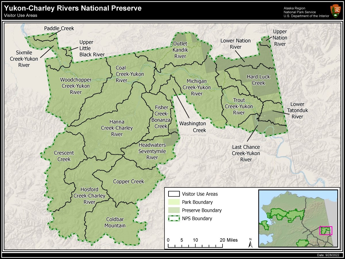 Visitor Use Area Map Yukon Charley Rivers NP