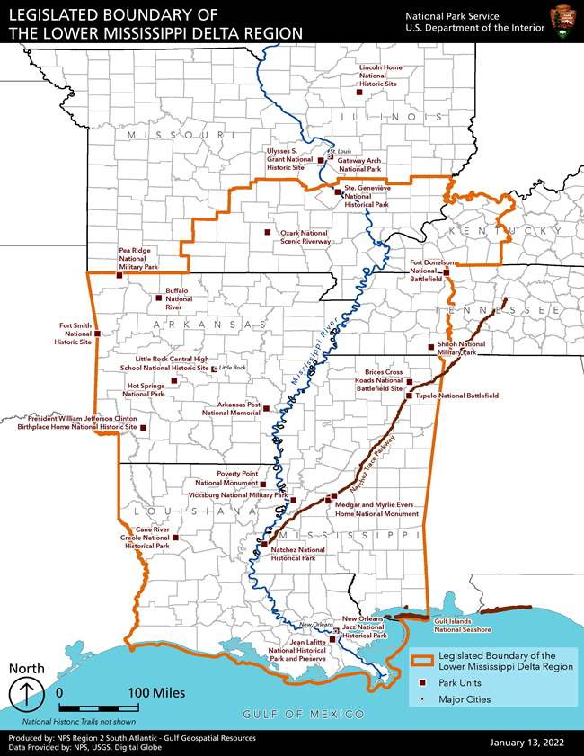 Map of the Lower Mississippi Delta Region