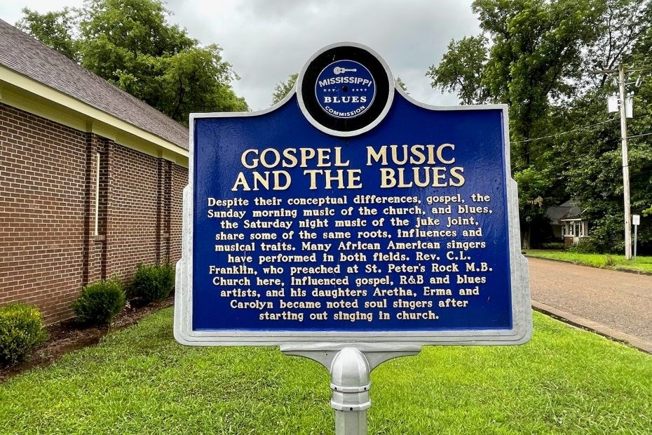 Gospel Music and the Blues - Mississippi Blues Commission Sign