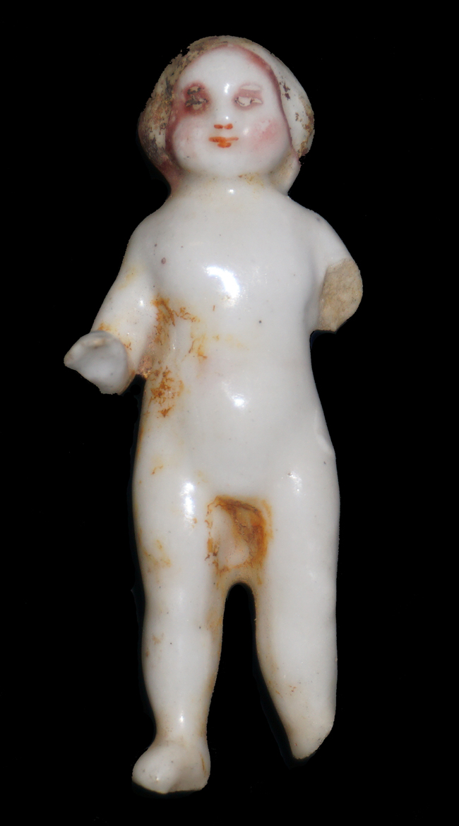 A Frozen Charlotte figurine found during an archaeological dig on the Longfellow property.