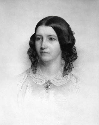 Chalk portrait of woman with lace collar and hair in curls