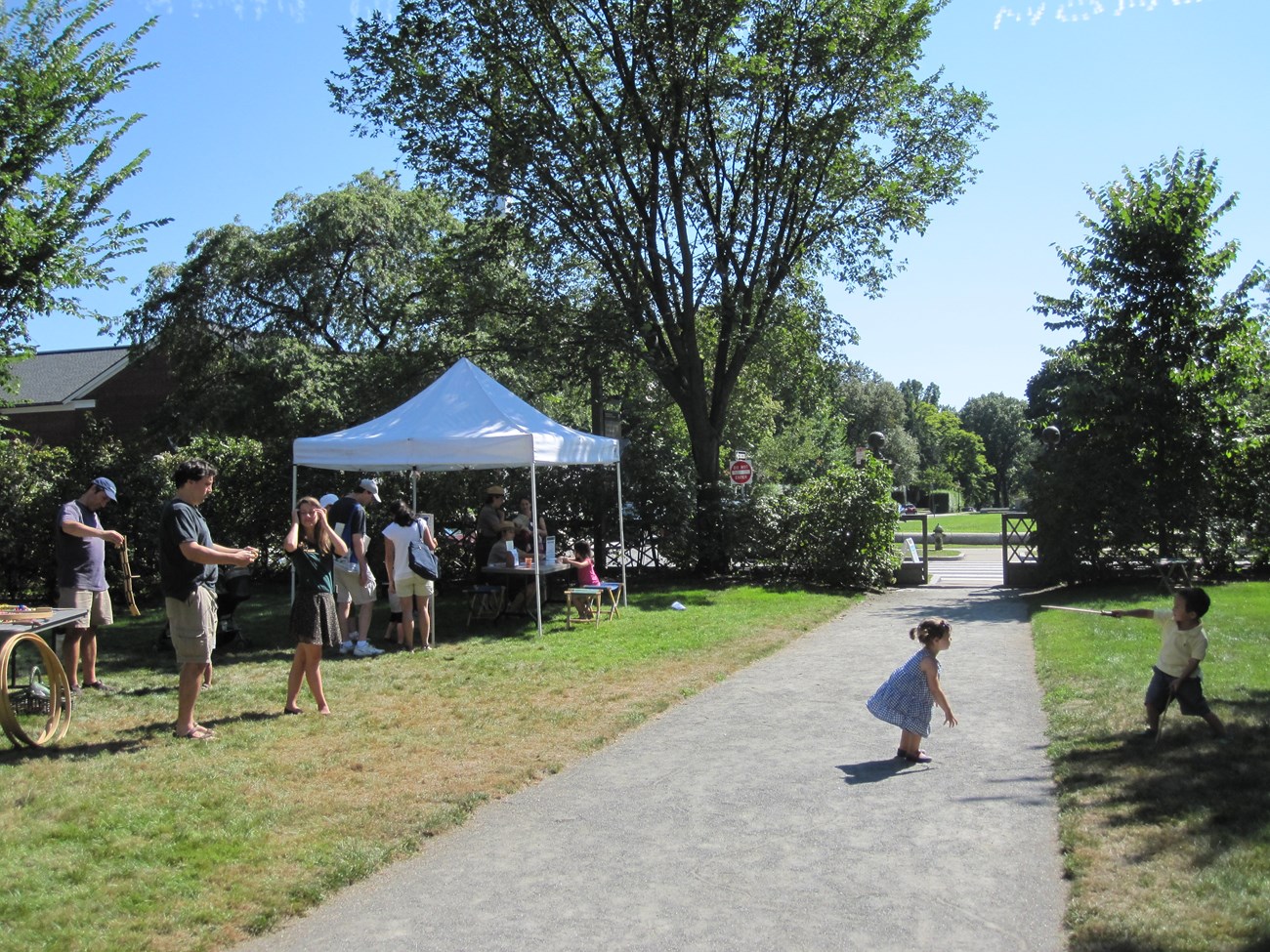 family activities on front lawn