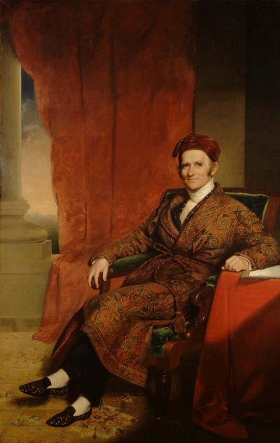 A portrait of Amos Lawrence, a wealthy investor in the textile mills of Massachusetts