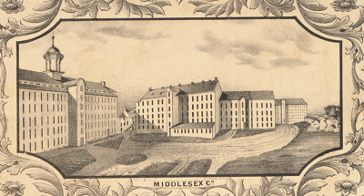 An 1850 illustration of the Middlesex Manufacturing Company in Lowell
