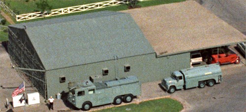 Aerial view of hangar in 1967