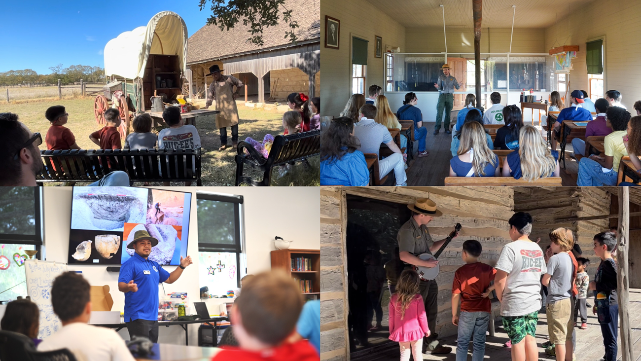 Park rangers teach students in 4 different locations.
