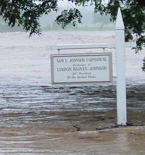 Reconstructed Birthplace Sign engulfed in 2002 flood water