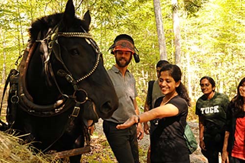 Sustainable Horse logger Ben Machin talks to Dartmouth College Studentsn