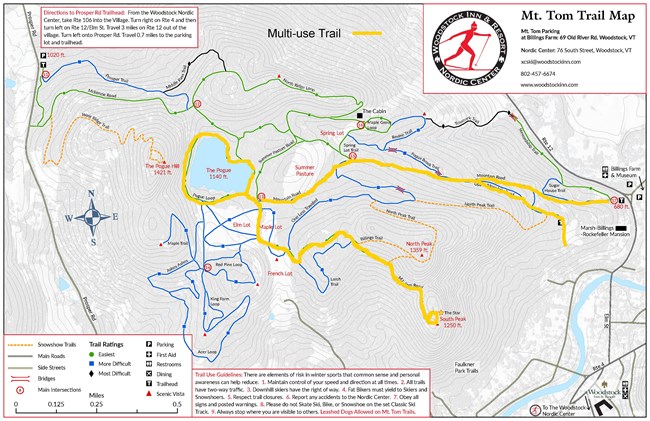 Map showing Mount Tom and Multi use trails