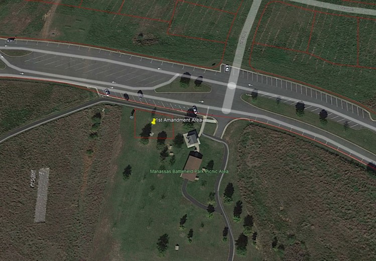 1st Amendment Area at Brownsville (Red Circled Area West of Restrooms)