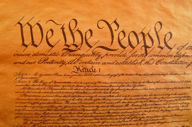 Closeup of the US Constitution