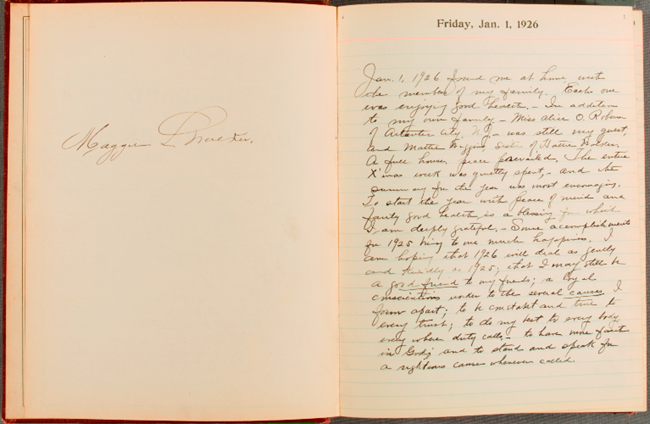 First page of Maggie L. Walker's 1926 diary