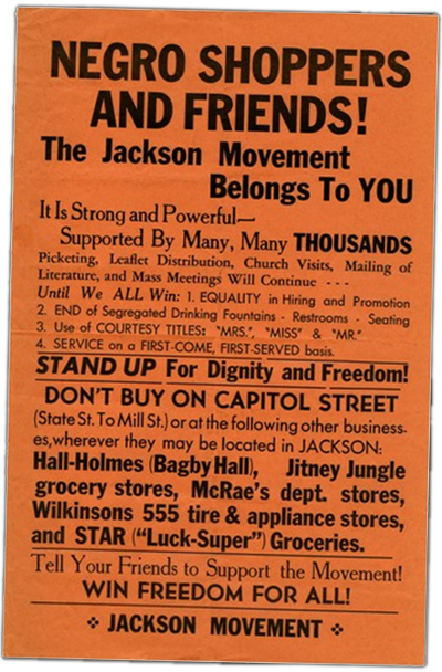 NAACP poster for Jackson Movement encouraging shoppers to boycott business on Capitol Street
