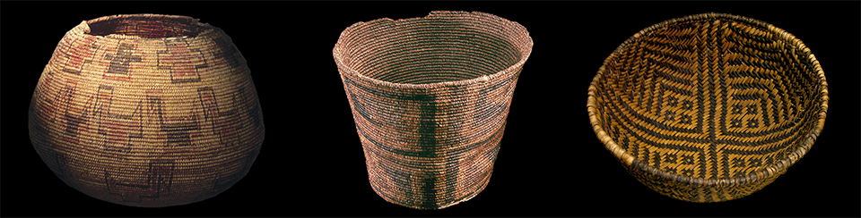 Three baskets side-by-side