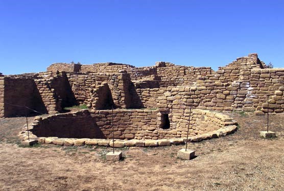 Pueblo site with kiva in foreground at Far View Sites