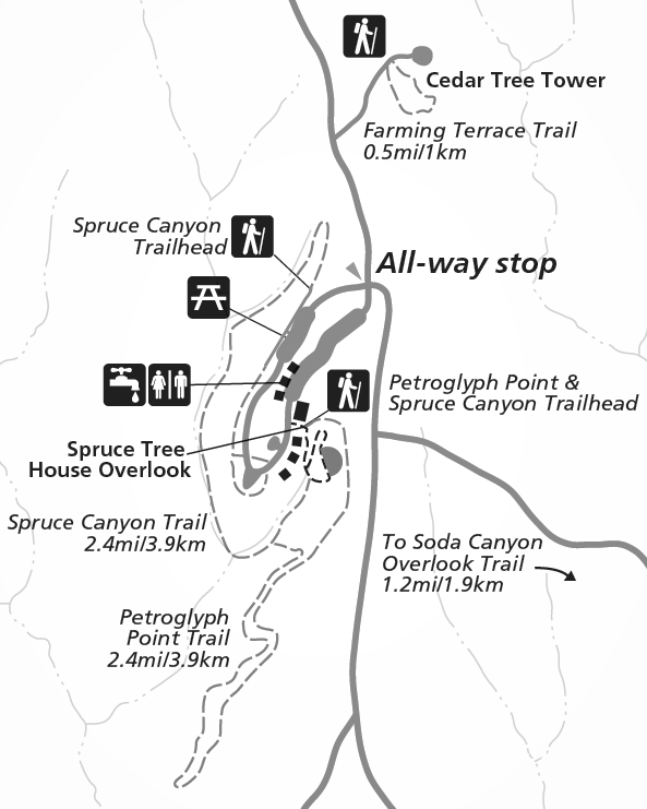 A map of trails in Chapin Mesa