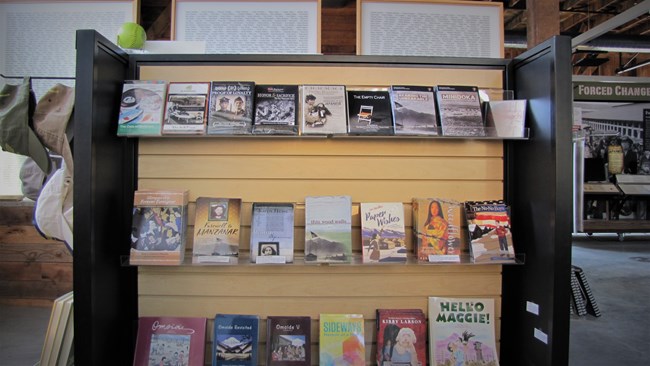 Picture of some of the books available at the visitor center.