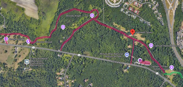 Map of trail closure from Brooks Village to Smith House