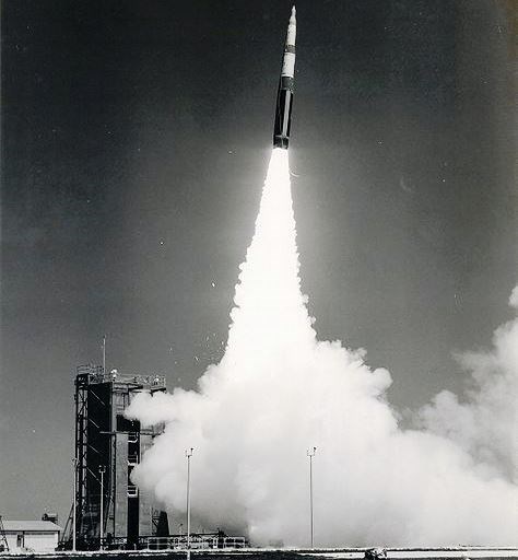 A Minuteman II missile test launches