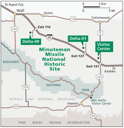 An area map showing the three exits on I-90 used to access the units of the park