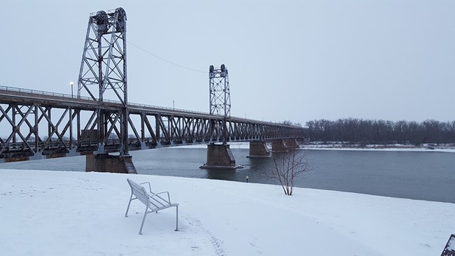 The Meridian Bridge spanning across the Missouri to Yankton.
