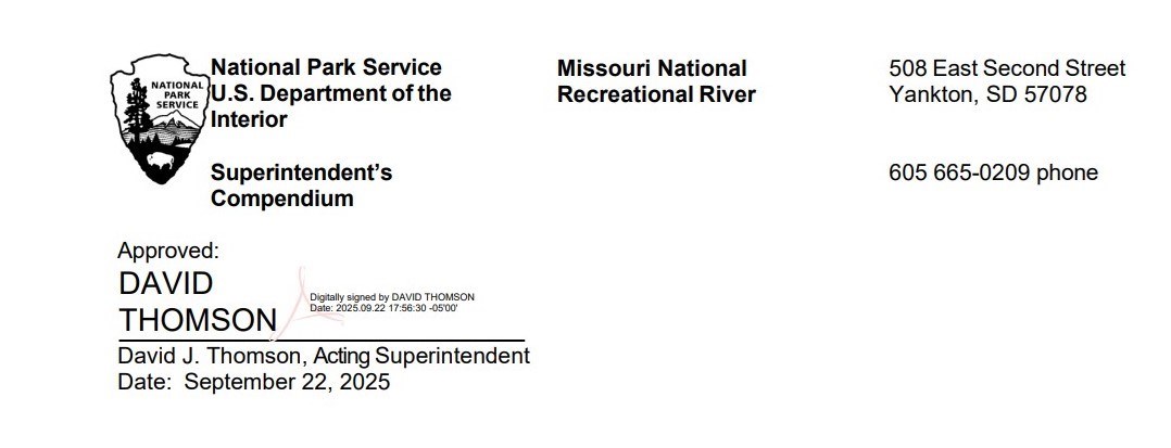 David Thomson, Acting Superintendent signature for compendium