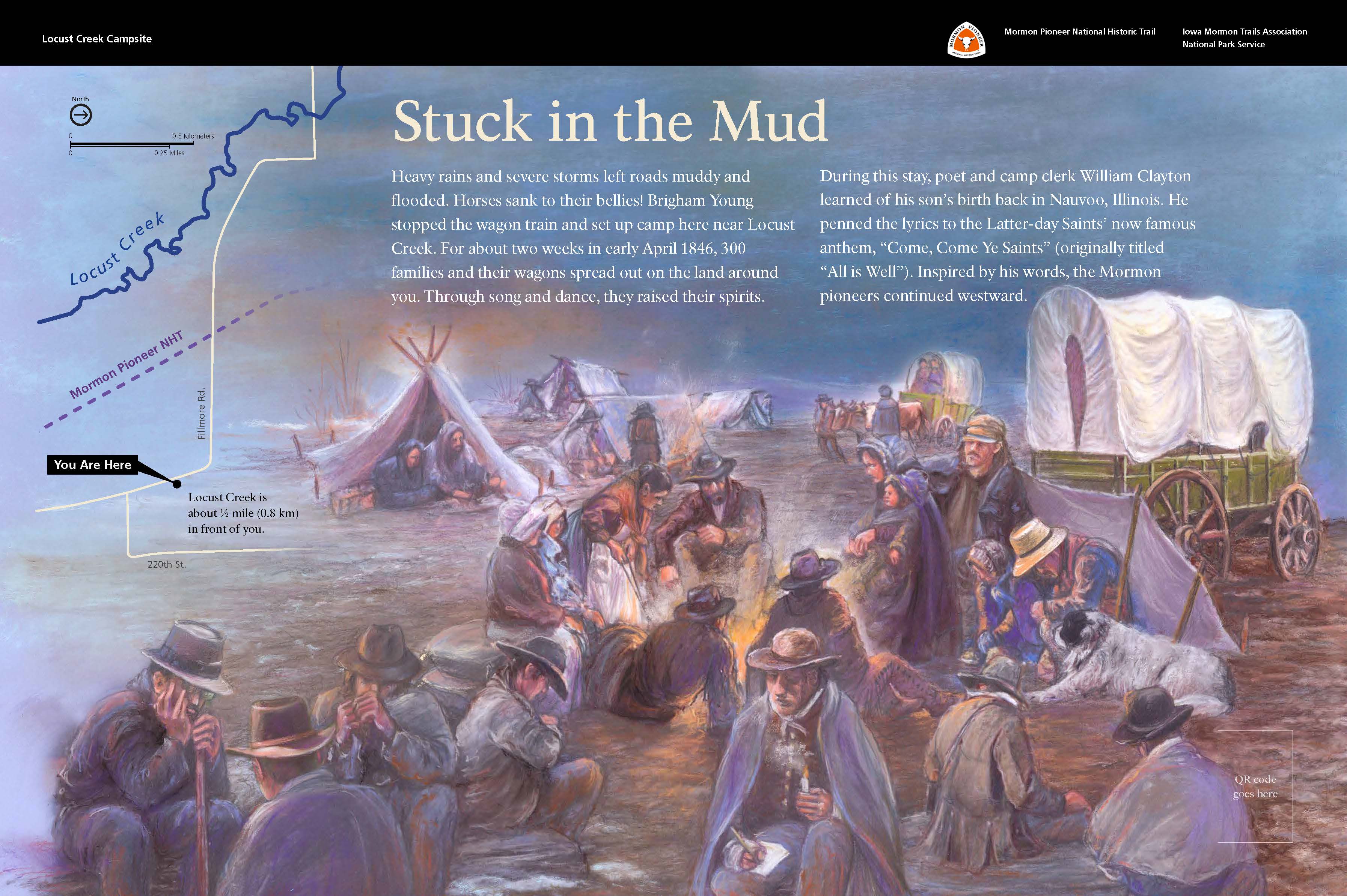 Wayside interpretive exhibit, full audio description is available.