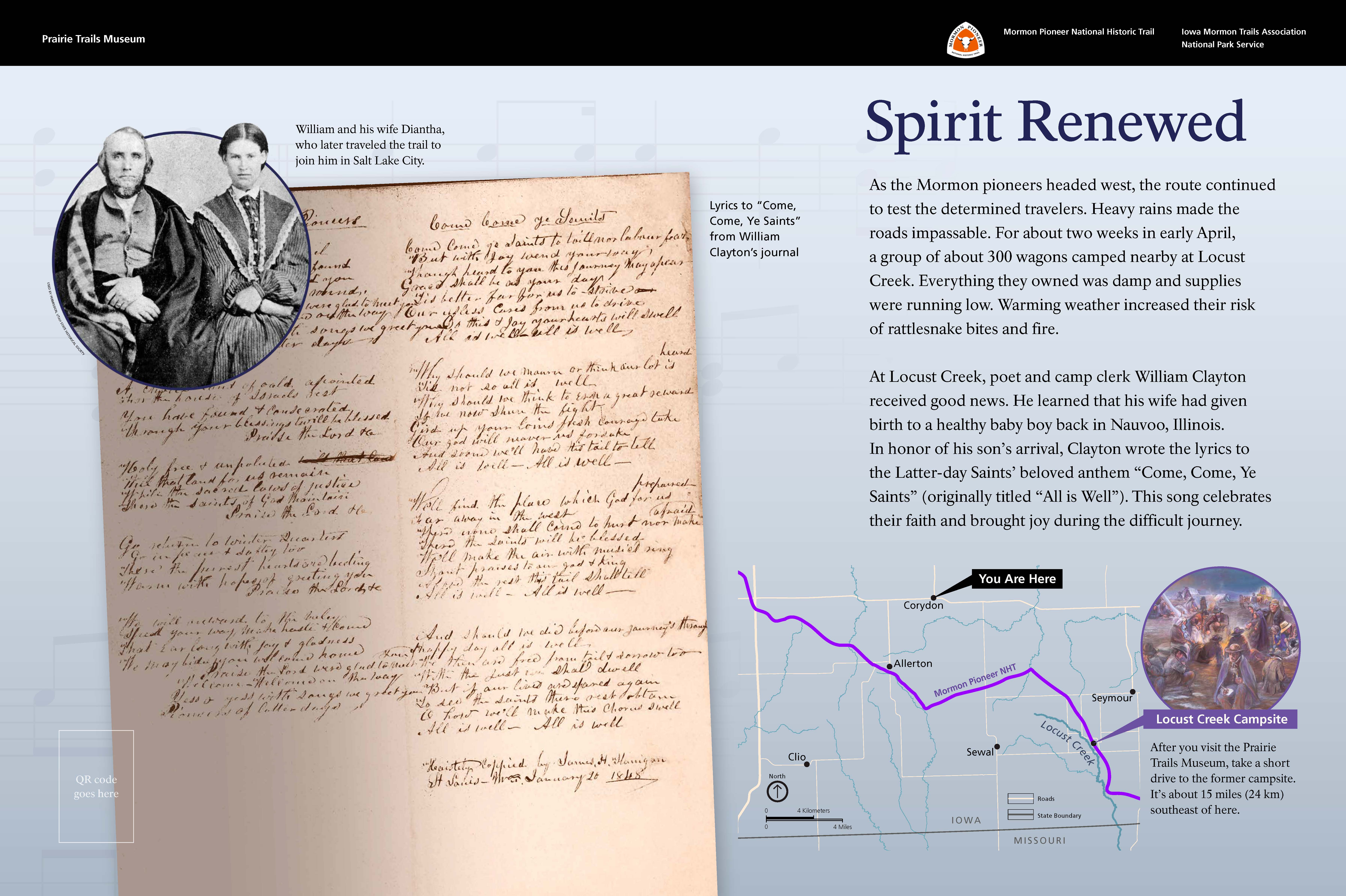 Wayside interpretive exhibit, full audio description is available.