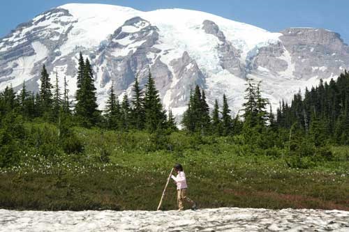 A young hiker at Paradise meadows.
