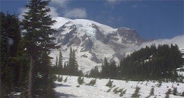 Mount Rainier through the mountain webcam.