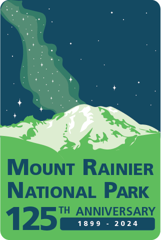 125th Anniversary Logo featuring an illustration of a mountain with snow, and a starry sky above, with 1899-2024 below.