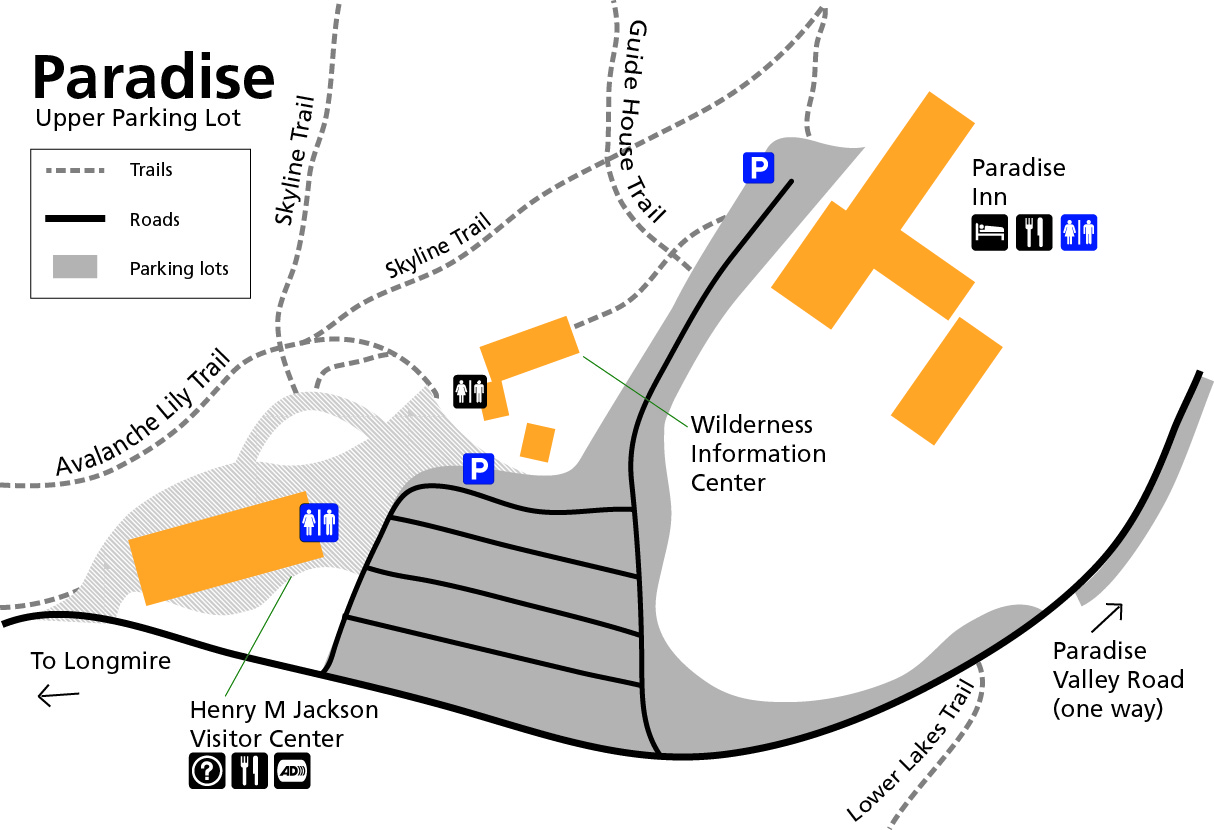 A simplified map showing accessibility features around Paradise