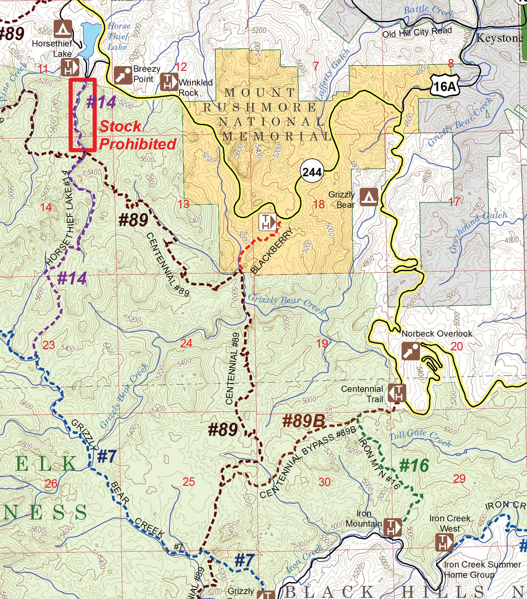 Hiking Mount Rushmore National Memorial U S National Park Service   Blackberry Trail Area Map 