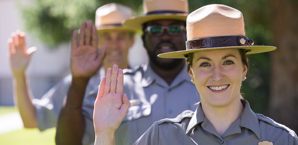 Park Rangers pledging to protect the park
